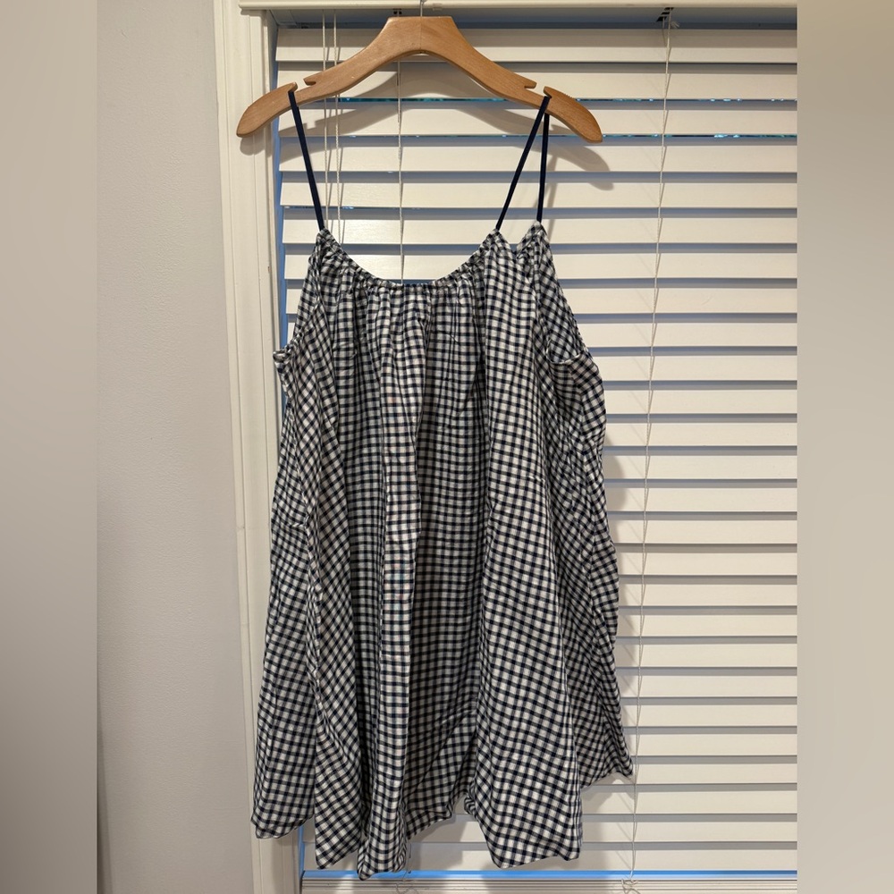 JCREW navy gingham swim cover up 3X - NWT